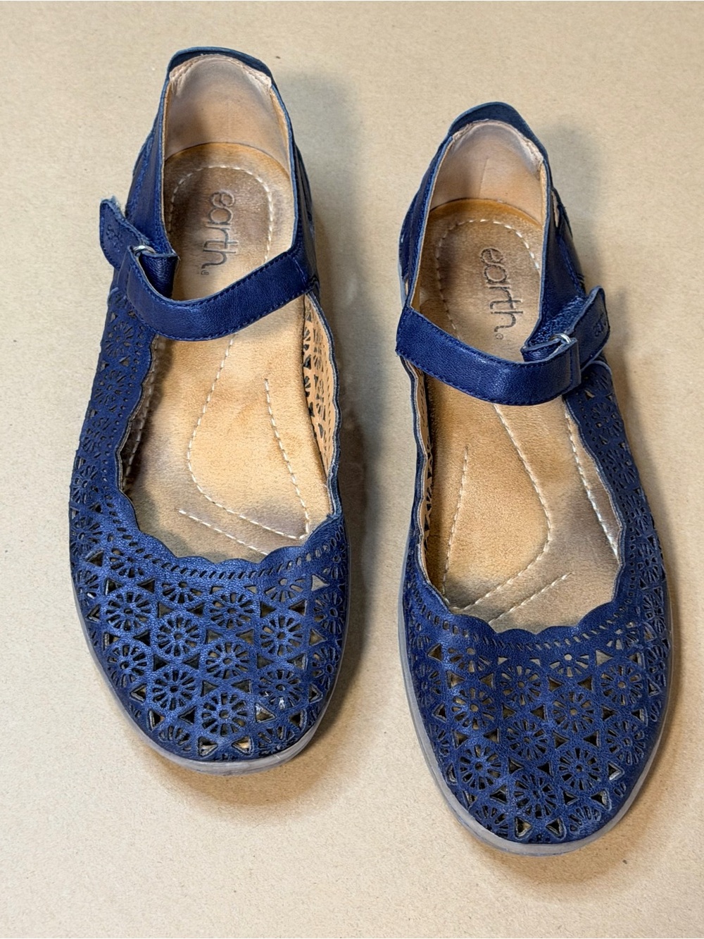 Earth Spirit Blue Mary Jane Casual Shoes Adjustable Strap Faux Leather Womens 9. - Picture 2 of 8